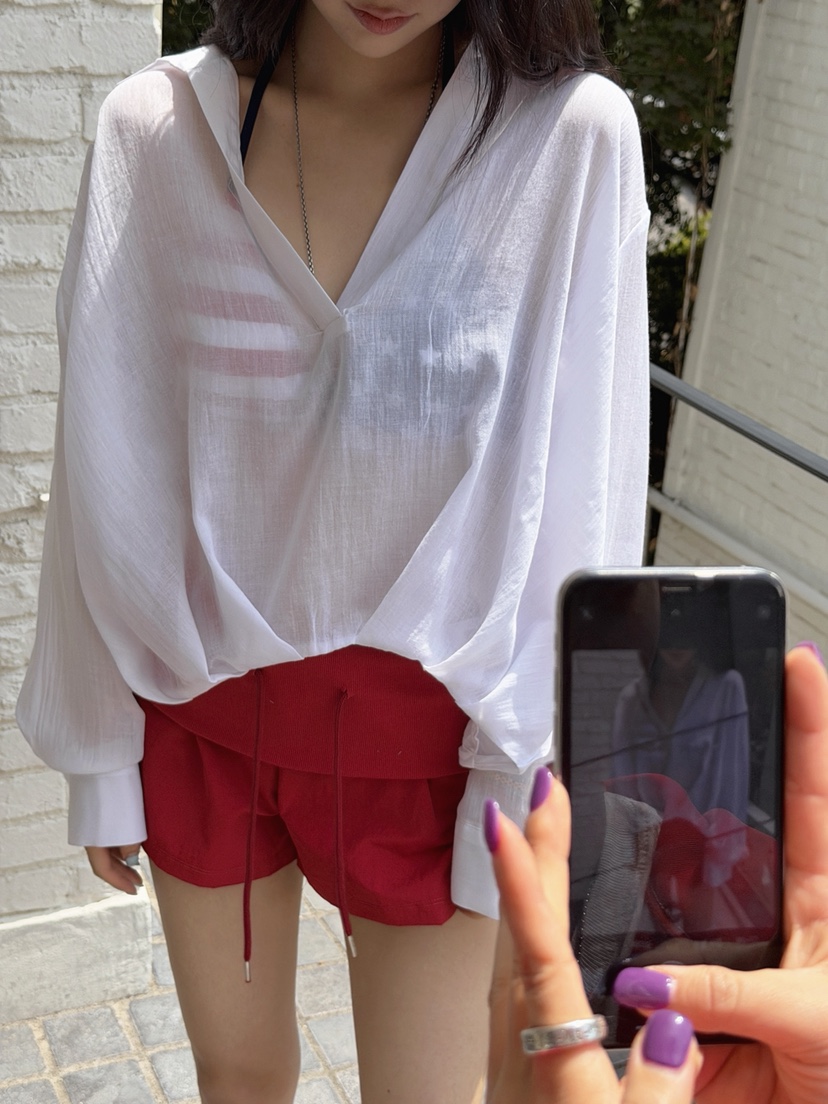 OURWAVE/OUR ROOM韓國直郵女士新品熱賣襯衫蕾絲衫透明Our Wave/Our Room襯衫/蕾絲衫