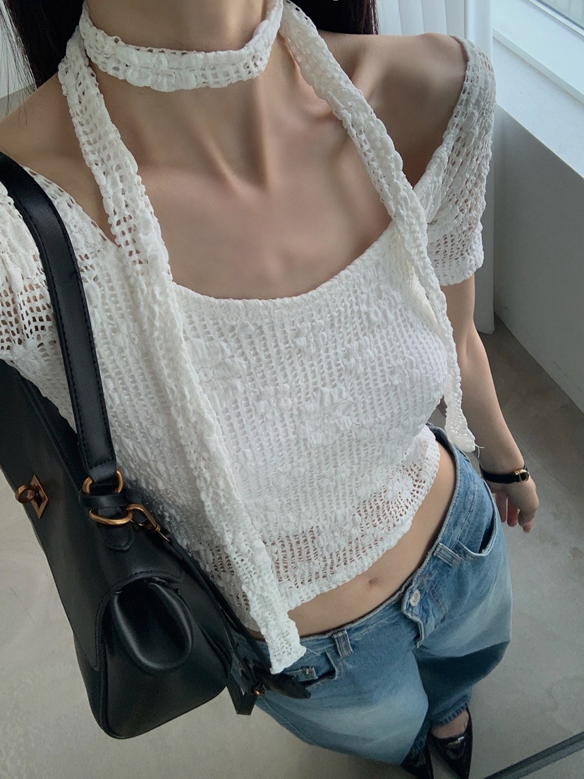 VERANDA韓國直郵女士新品26夏季熱賣26春夏時尚T恤含脖帶VERANDAT恤
