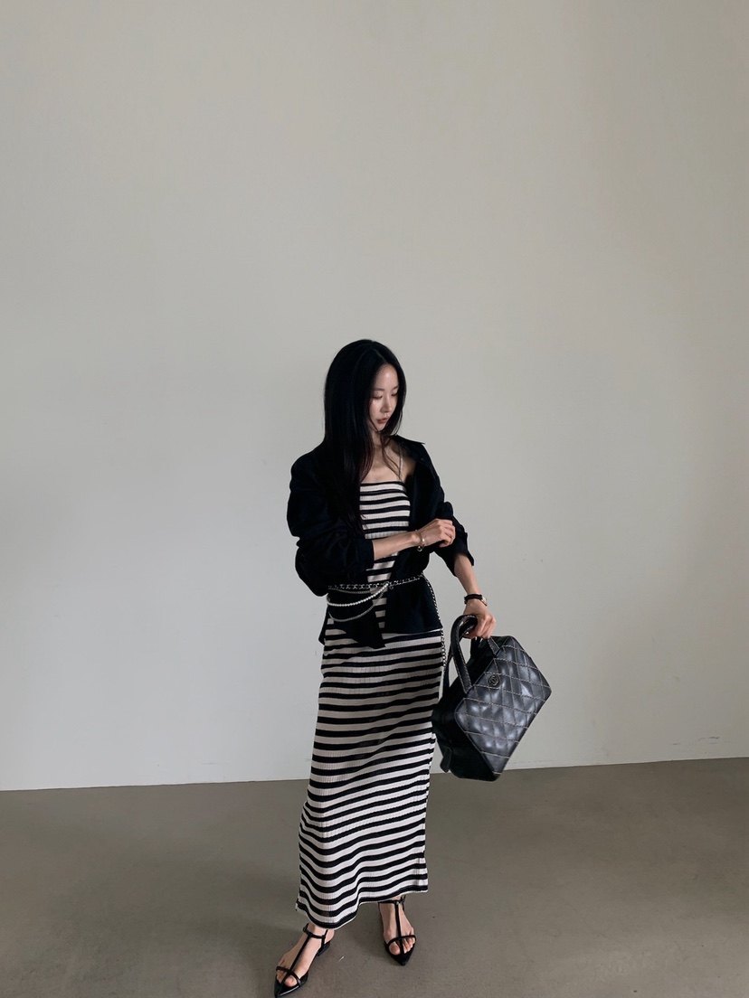 VERANDA韓國直郵實拍女裝新款人氣推薦時尚熱賣連衣裙條紋VERANDA連衣裙