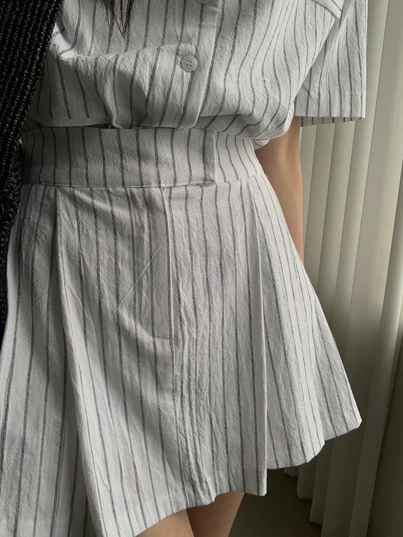 VERANDA韓國東大門直郵女士新款26春夏時尚熱賣休閑短裙條紋VERANDA短裙
