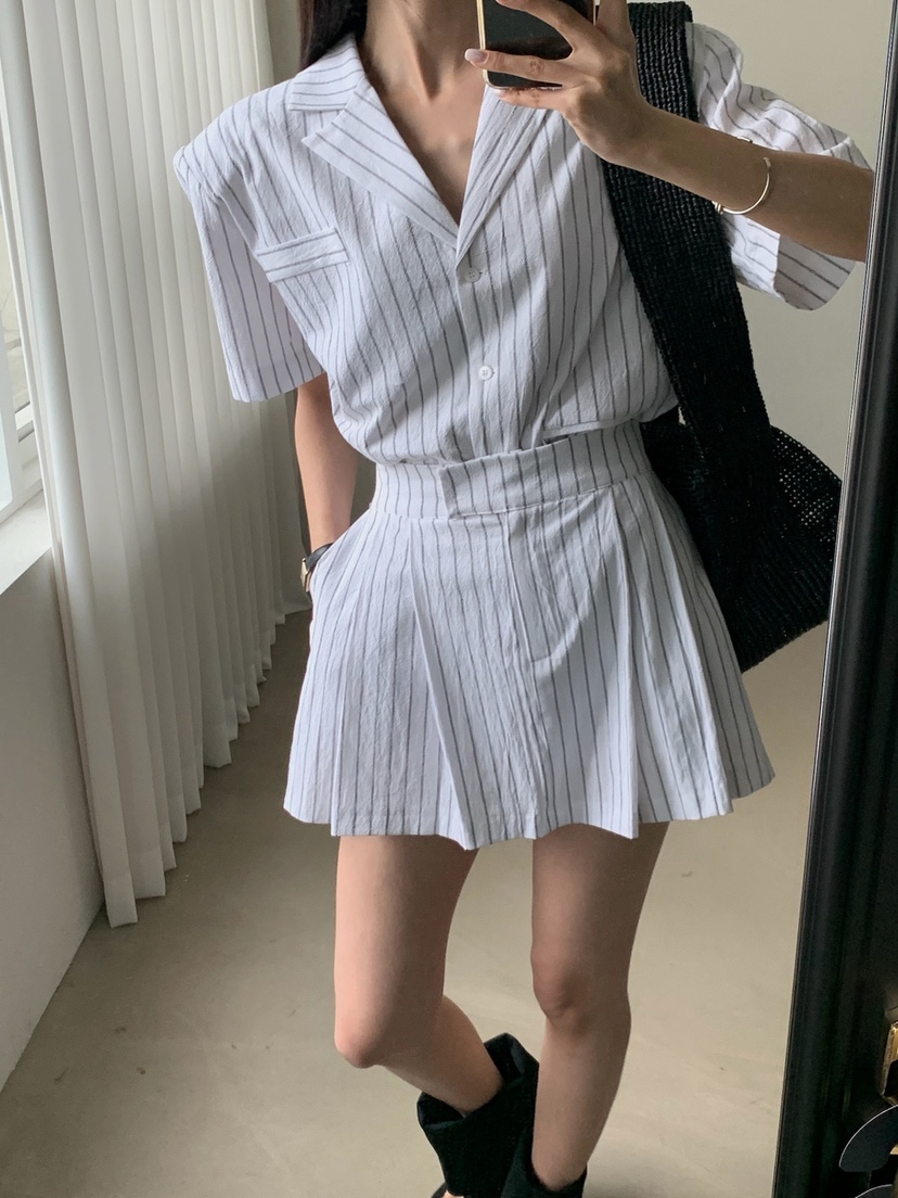 VERANDA韓國東大門直郵女士新款26春夏時尚熱賣休閑短裙條紋VERANDA短裙
