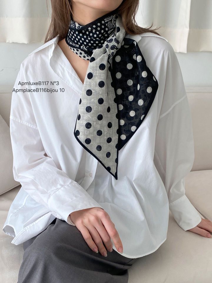N3韓國直郵實拍女裝新品人氣推薦26春夏圍巾披肩亞麻圓點N3圍巾/披肩