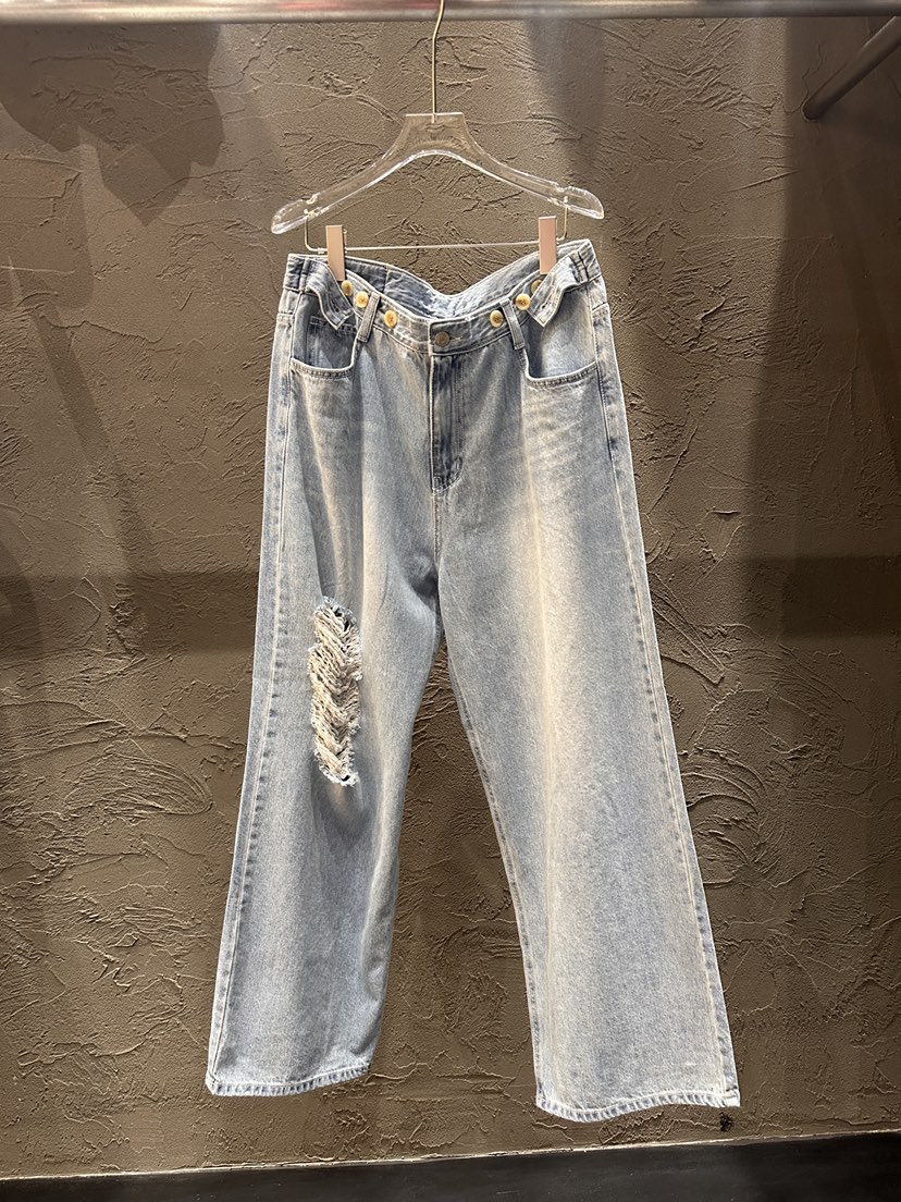 BLACK RIBBON-A韓國直郵女裝新品26春夏牛仔褲復古露背BLACK RIBBON-A牛仔褲