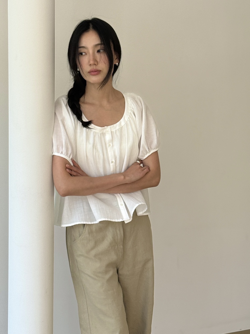 AMY GRACE-A韓國直郵實拍女士新品熱賣26春夏襯衫蕾絲衫AMY GRACE襯衫/蕾絲衫