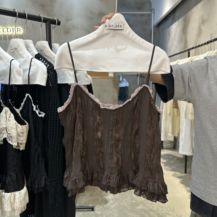 HELDER-P韓國直郵實拍女裝新品推薦熱賣吊帶背心蕾絲褶皺HELDER吊帶/背心圖色2