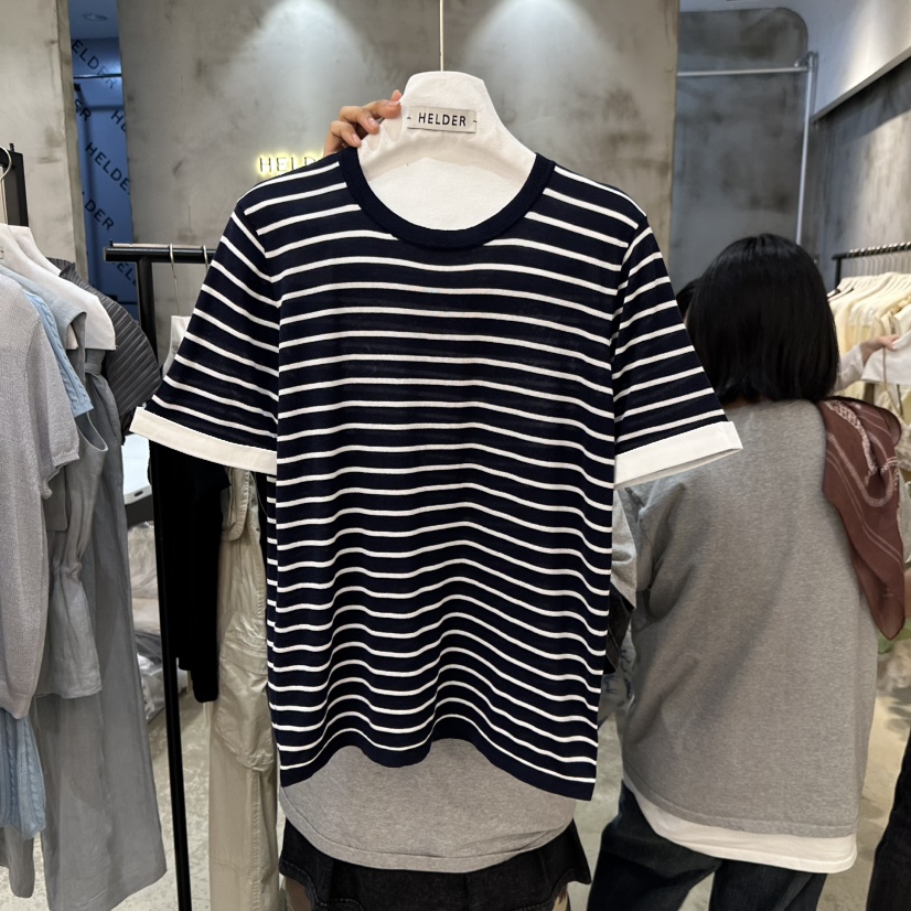 HELDER-P東大門實拍韓國女士新品26夏季休閑26春夏T恤條紋HELDERT恤圖色1