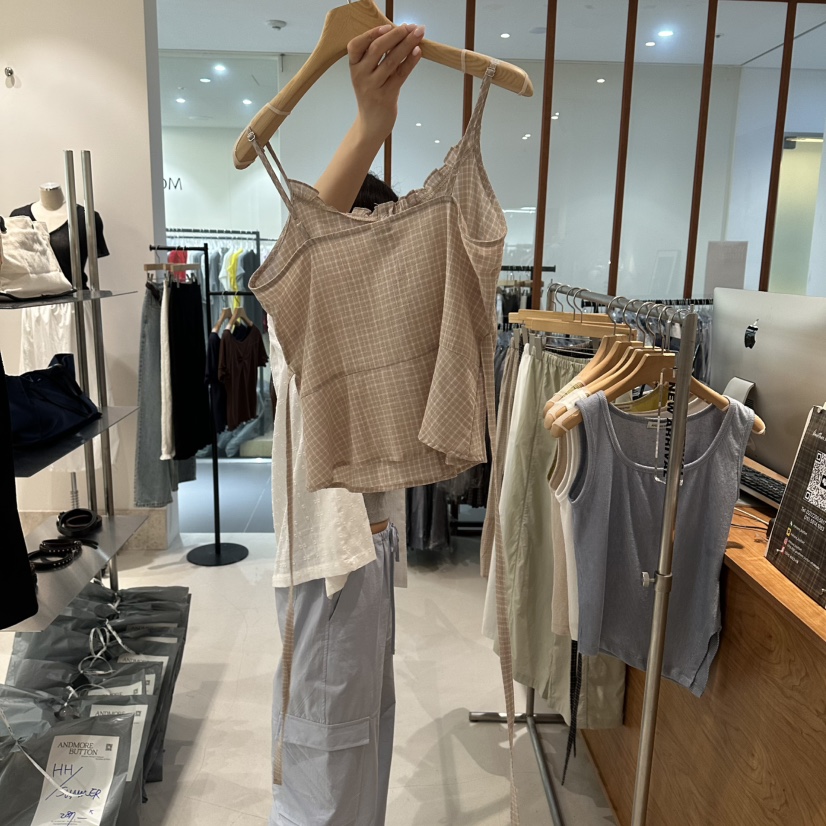 ANDMORE BUTTON韓國東大門直郵女士新品時尚人氣吊帶背心ANDMORE BUTTON吊帶/背心