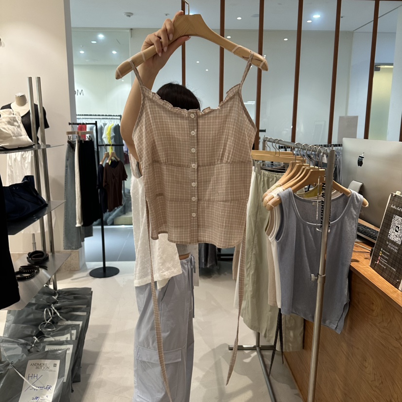 ANDMORE BUTTON韓國東大門直郵女士新品時尚人氣吊帶背心ANDMORE BUTTON吊帶/背心圖色1