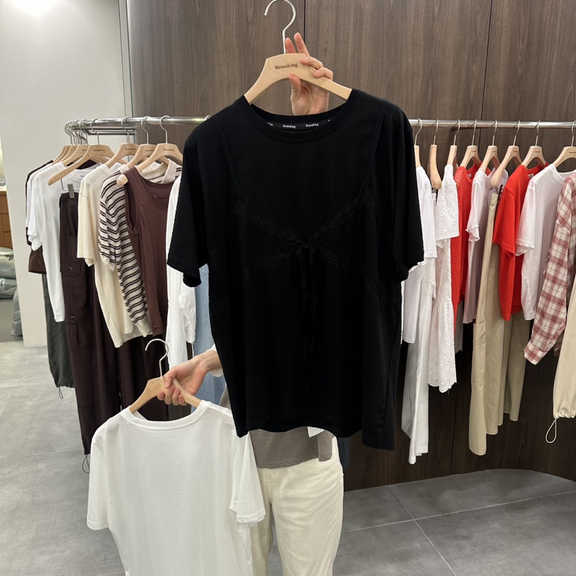 URBANSTORY/REMAKING東大門實拍韓國女裝新品26春夏T恤緞帶Remaking/URBANSTORYT恤圖色2