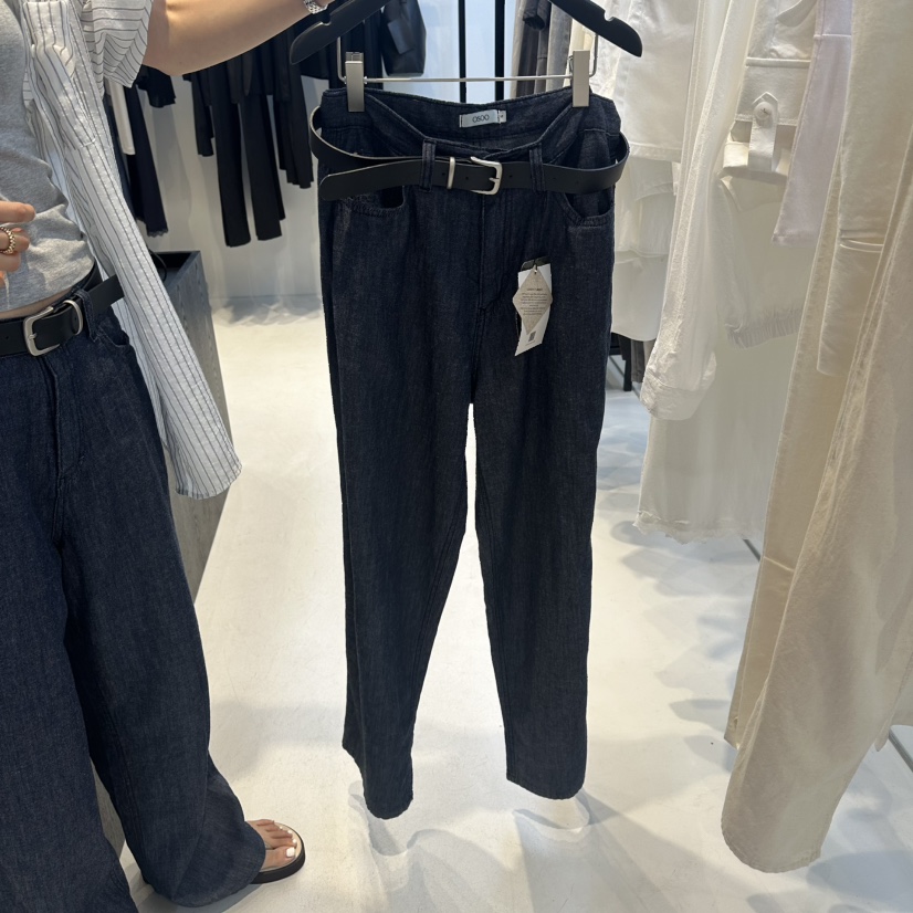 OSOO韓國代購女士新品時尚26夏季休閑褲亞麻牛仔褲不含腰帶OSOO休閑褲圖色2