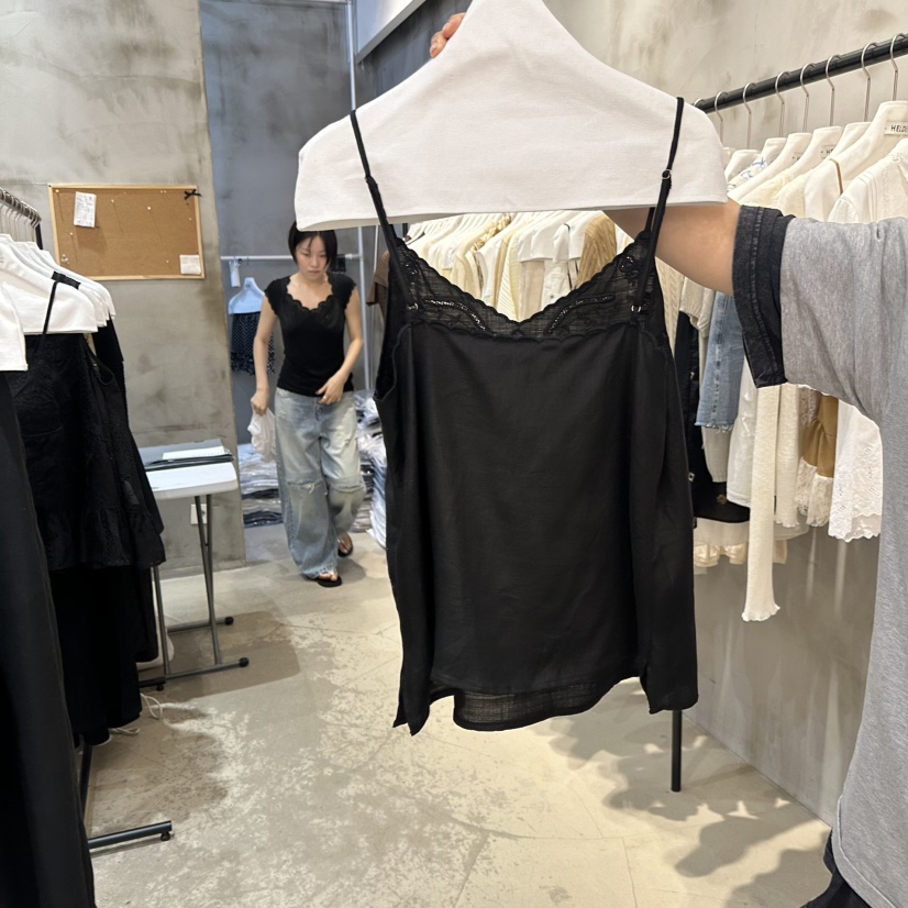 HELDER-P韓國東大門直郵女裝新品職業吊帶背心刺繡亞麻無袖HELDER吊帶/背心
