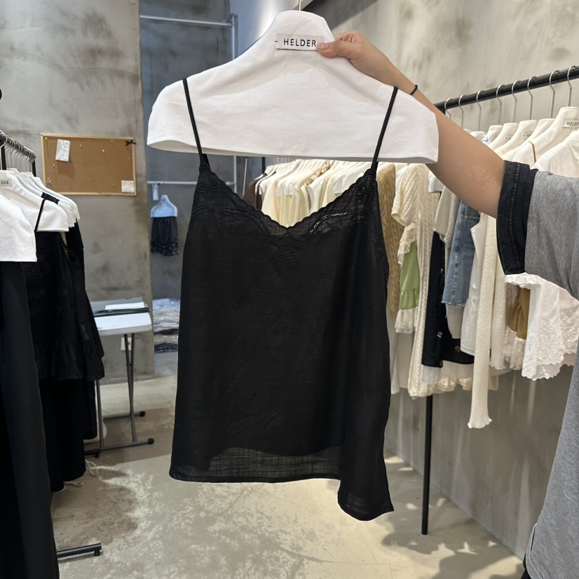HELDER-P韓國東大門直郵女裝新品職業吊帶背心刺繡亞麻無袖HELDER吊帶/背心圖色2