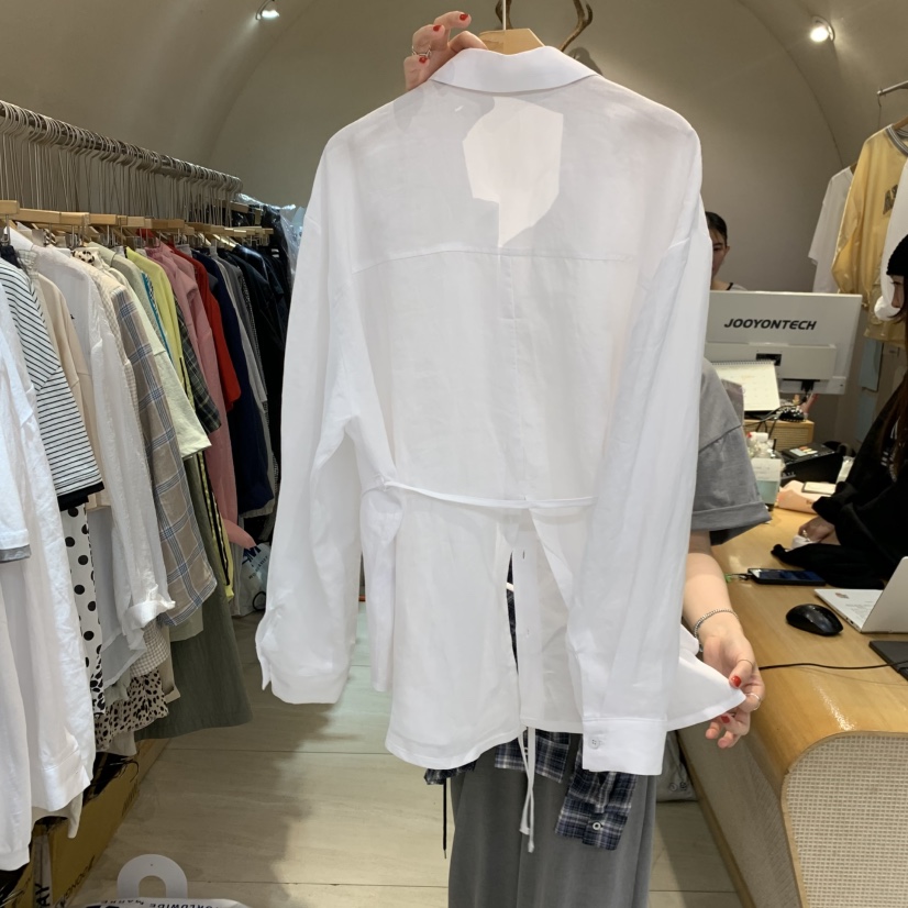 BLACKFRIDAY韓國東大門代購女士新品休閑襯衫蕾絲衫含腰繩BLACK FRIDAY襯衫/蕾絲衫