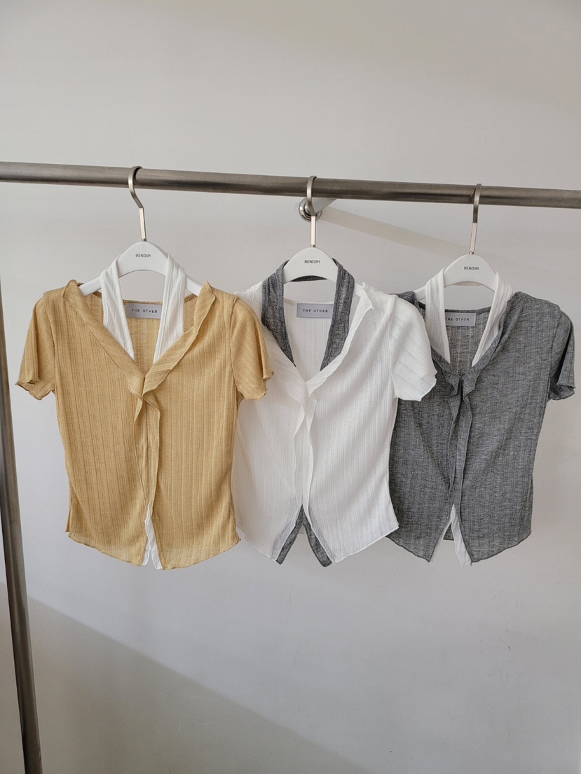 THE OTHER韓國代購女裝新品26春夏襯衫蕾絲衫假兩件羅紋THE OTHER襯衫/蕾絲衫
