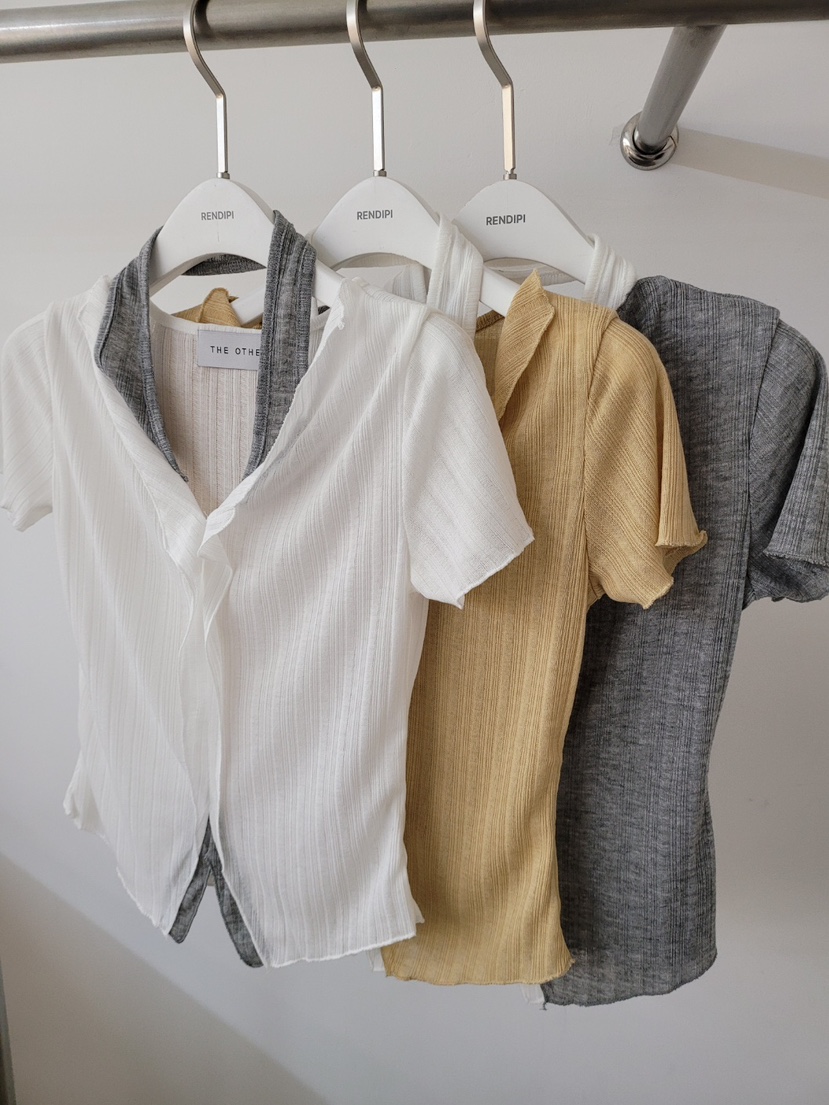 THE OTHER韓國代購女裝新品26春夏襯衫蕾絲衫假兩件羅紋THE OTHER襯衫/蕾絲衫