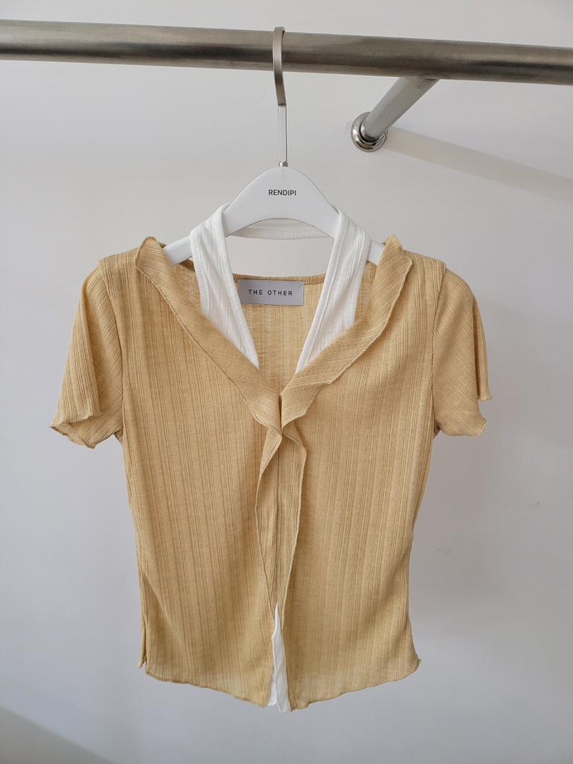 THE OTHER韓國代購女裝新品26春夏襯衫蕾絲衫假兩件羅紋THE OTHER襯衫/蕾絲衫圖色1