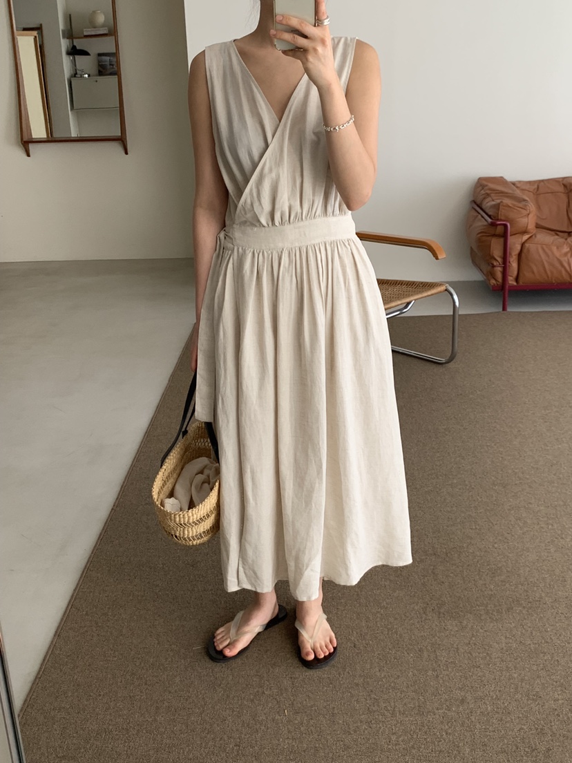 REGULARLY/PLACOR韓國直郵實拍女士新品26夏季連衣裙披肩亞麻REGULARLY/PLACOR連衣裙
