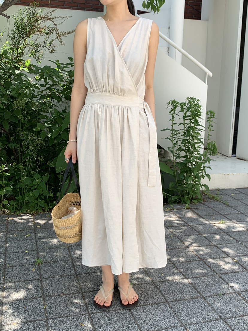 REGULARLY/PLACOR韓國直郵實拍女士新品26夏季連衣裙披肩亞麻REGULARLY/PLACOR連衣裙