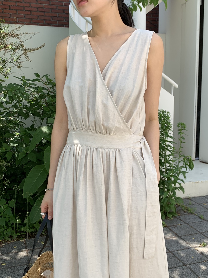 REGULARLY/PLACOR韓國直郵實拍女士新品26夏季連衣裙披肩亞麻REGULARLY/PLACOR連衣裙