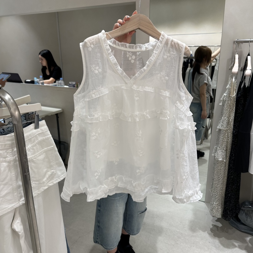 Color B韓國直郵女士新款人氣休閑26夏季熱賣吊帶背心刺繡Color B吊帶/背心圖色1