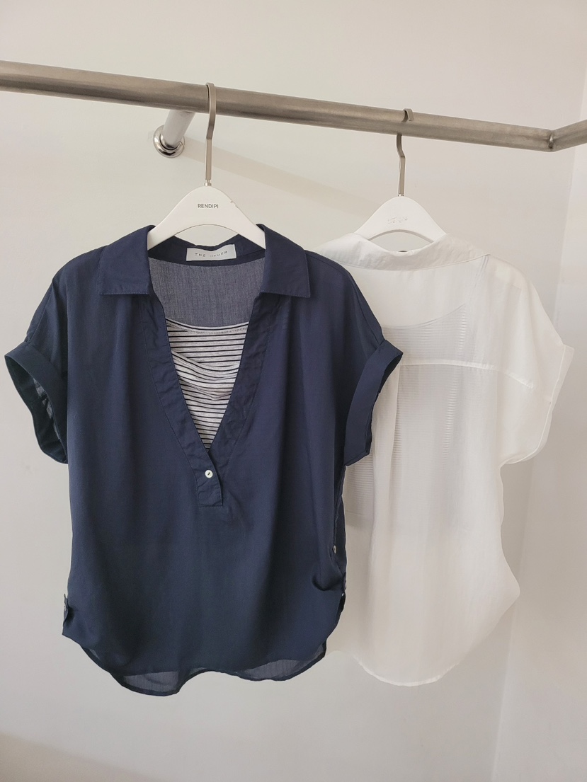 THE OTHER韓國直郵女裝新品休閑襯衫蕾絲衫假兩件套裝亞麻THE OTHER襯衫/蕾絲衫