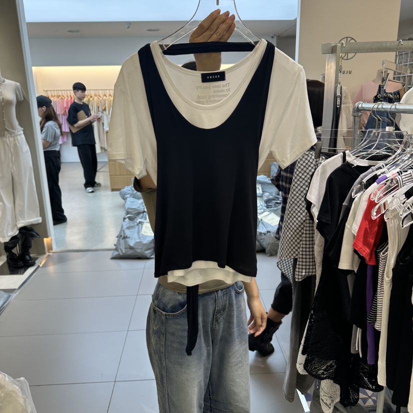 AMOUR韓國直郵女士新款推薦休閑26夏季吊帶背心不含內搭緞帶AMOUR吊帶/背心圖色2