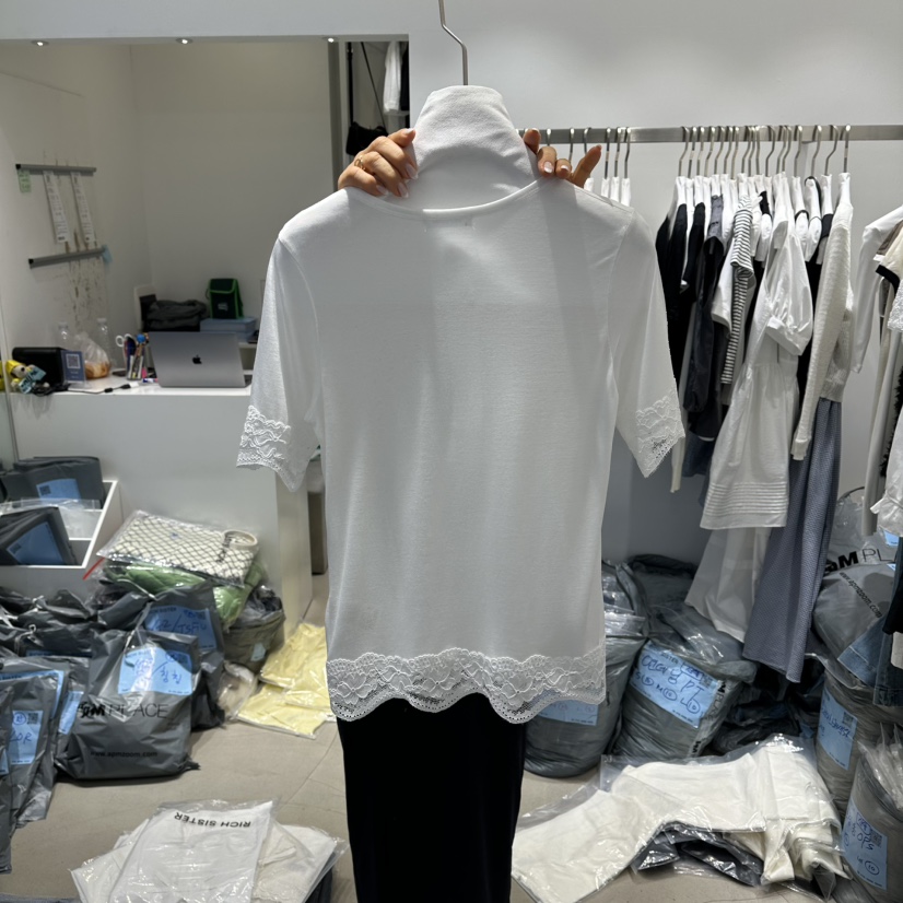 RICH SISTER韓國東大門代購女裝新款時尚職業T恤透視紐扣RICH SISTERT恤