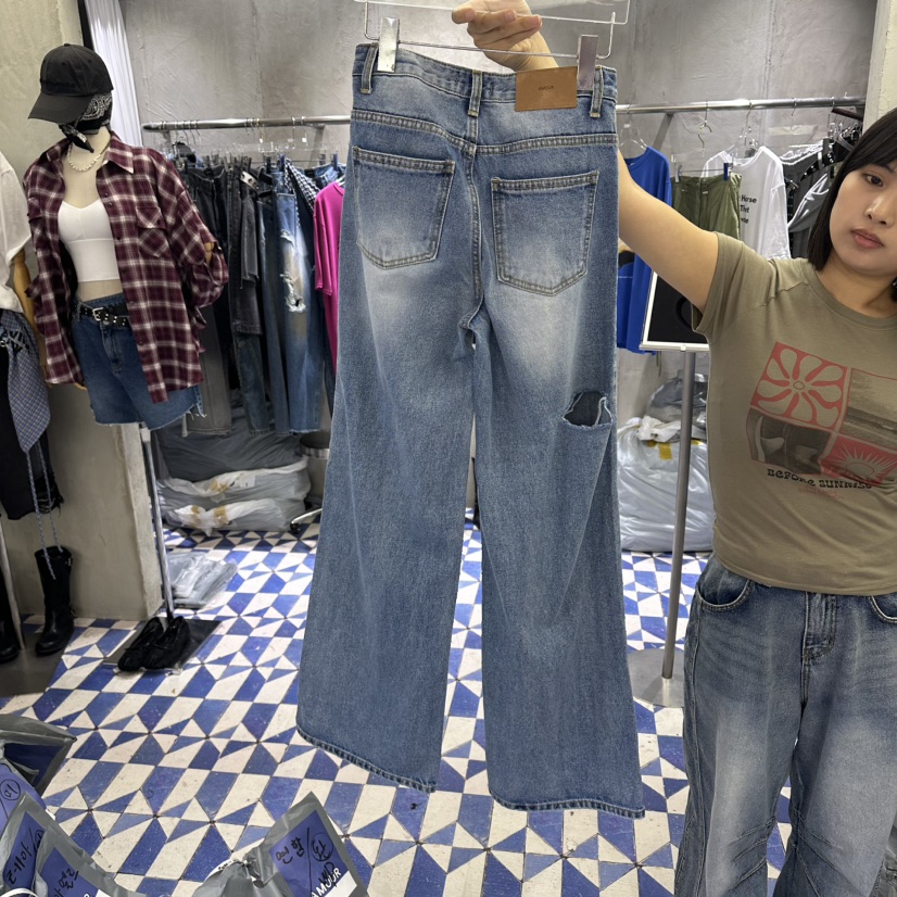 AMOUR韓國直郵女士新款人氣休閑職業時尚推薦牛仔褲直筒牛仔AMOUR牛仔褲