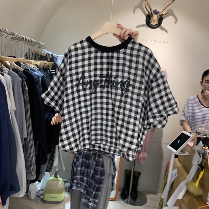 BLACKFRIDAY韓國東大門代購女裝新品熱賣休閑時尚T恤亞麻布BLACK FRIDAYT恤圖色4