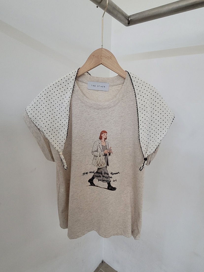 THE OTHER韓國東大門代購女士新品人氣T恤不含披肩圍巾無袖THE OTHERT恤圖色1