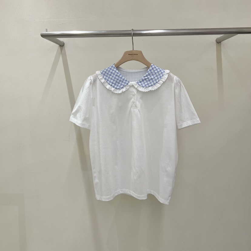 MARIE MARIE韓國東大門代購女士新款26春夏時尚推薦T恤格子MARIE MARIET恤圖色1