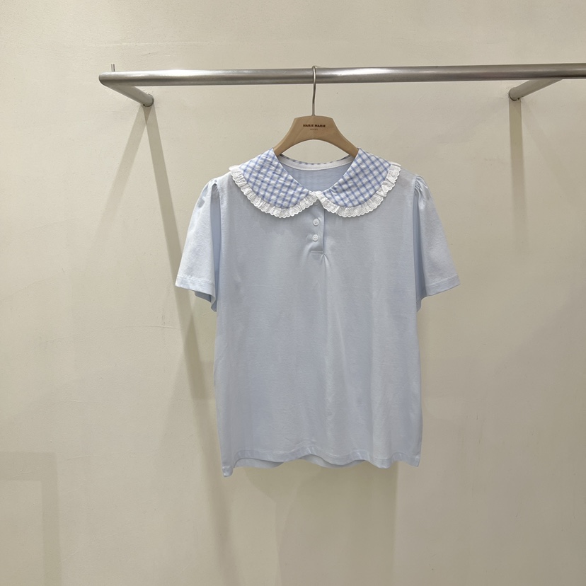 MARIE MARIE韓國東大門代購女士新款26春夏時尚推薦T恤格子MARIE MARIET恤圖色2