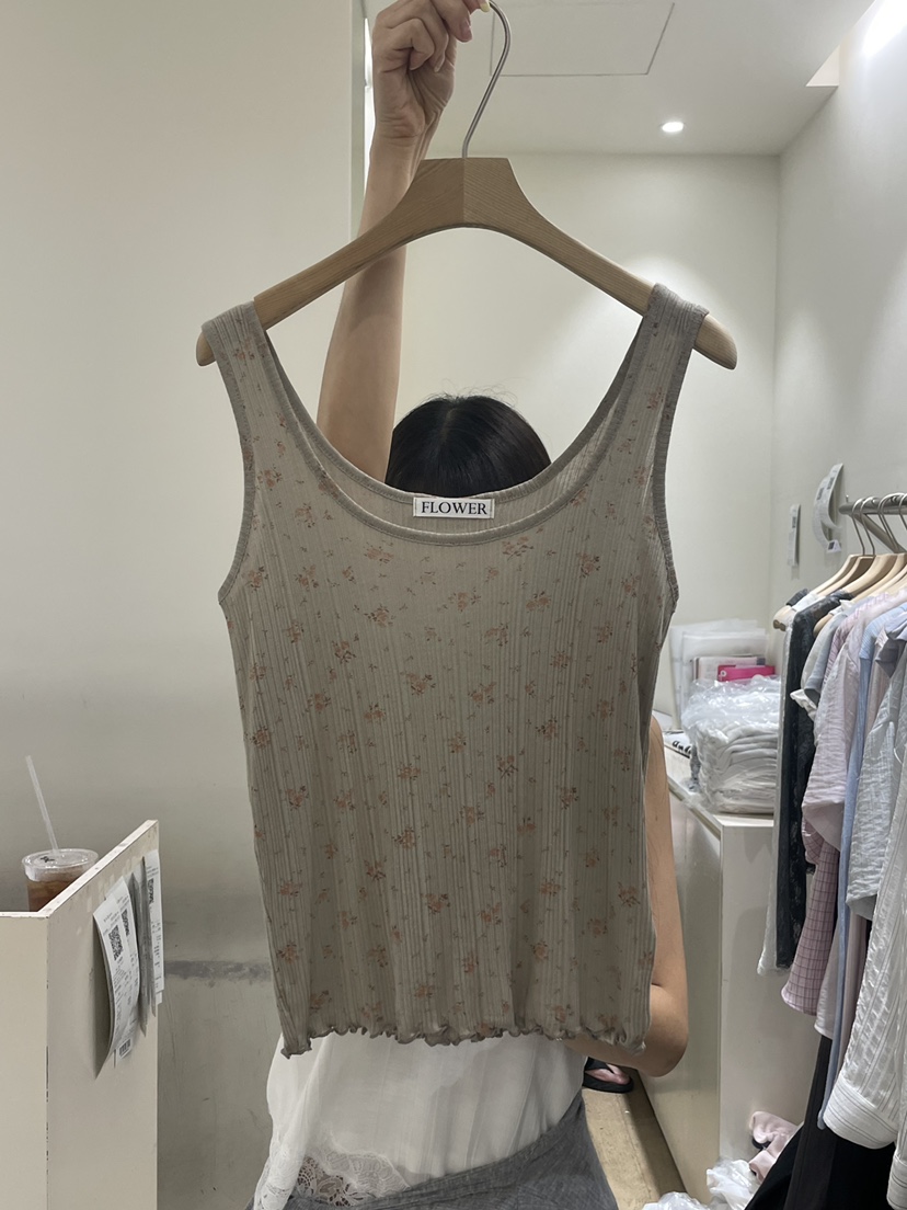 FLOWER-L韓國東大門直郵女士新品時尚熱賣吊帶背心花朵無袖FLOWER-L吊帶/背心圖色2