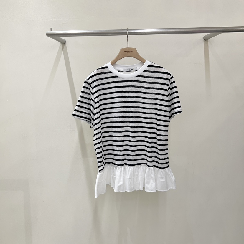 MARIE MARIE韓國直郵女裝新品推薦時尚26春夏休閑T恤亞麻布MARIE MARIET恤圖色1