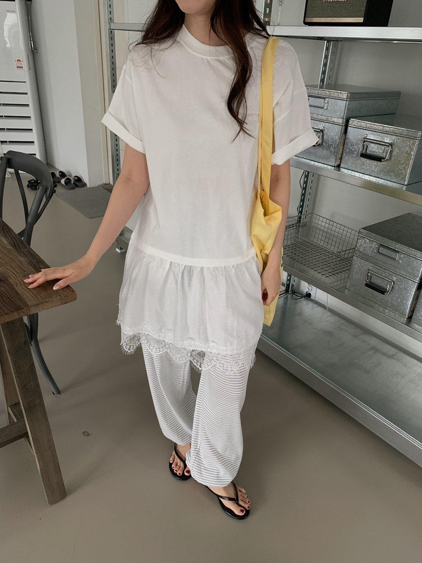CAMEL-P韓國代購女士新品26夏季連衣裙撞色蕾絲Came_l 家連衣裙
