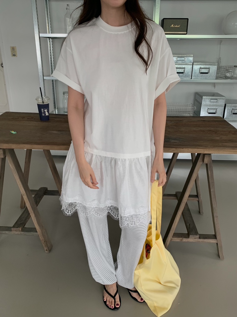 CAMEL-P韓國代購女士新品26夏季連衣裙撞色蕾絲Came_l 家連衣裙