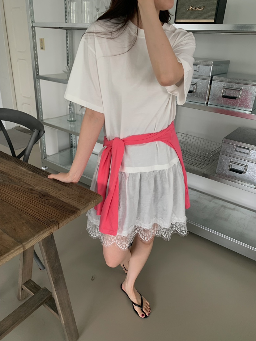 CAMEL-P韓國代購女士新品26夏季連衣裙撞色蕾絲Came_l 家連衣裙