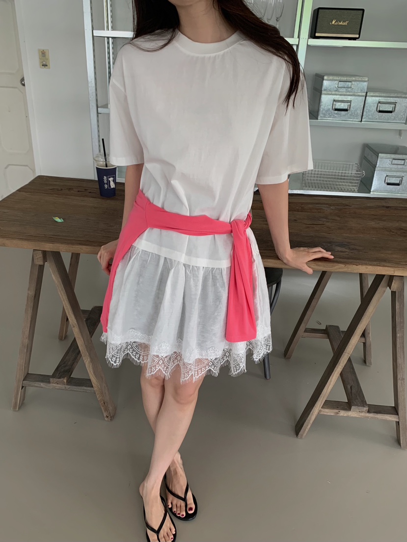 CAMEL-P韓國代購女士新品26夏季連衣裙撞色蕾絲Came_l 家連衣裙