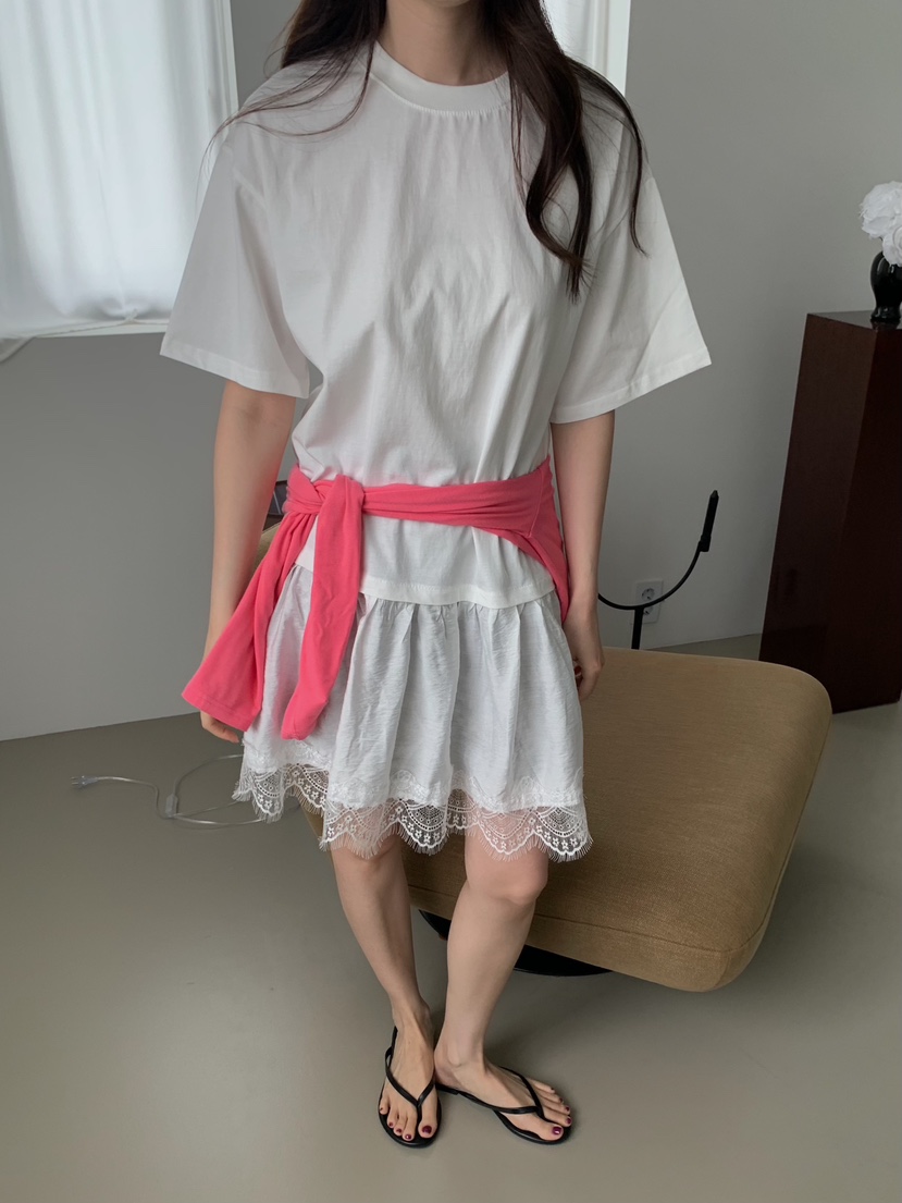 CAMEL-P韓國代購女士新品26夏季連衣裙撞色蕾絲Came_l 家連衣裙
