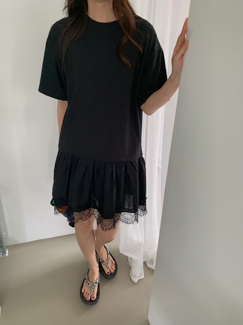 CAMEL-P韓國代購女士新品26夏季連衣裙撞色蕾絲Came_l 家連衣裙