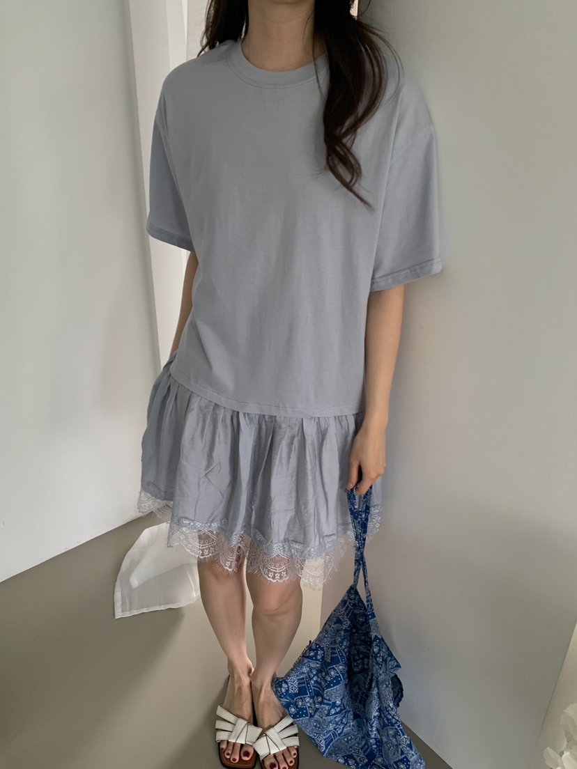 CAMEL-P韓國代購女士新品26夏季連衣裙撞色蕾絲Came_l 家連衣裙