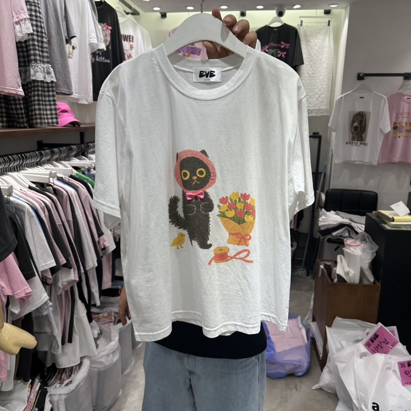 EVE韓國東大門代購女士新品26夏季職業熱賣26春夏休閑T恤EVET恤圖色1
