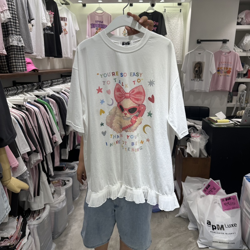 EVE韓國直郵女裝新品職業26春夏推薦人氣26夏季休閑時尚T恤EVET恤圖色1