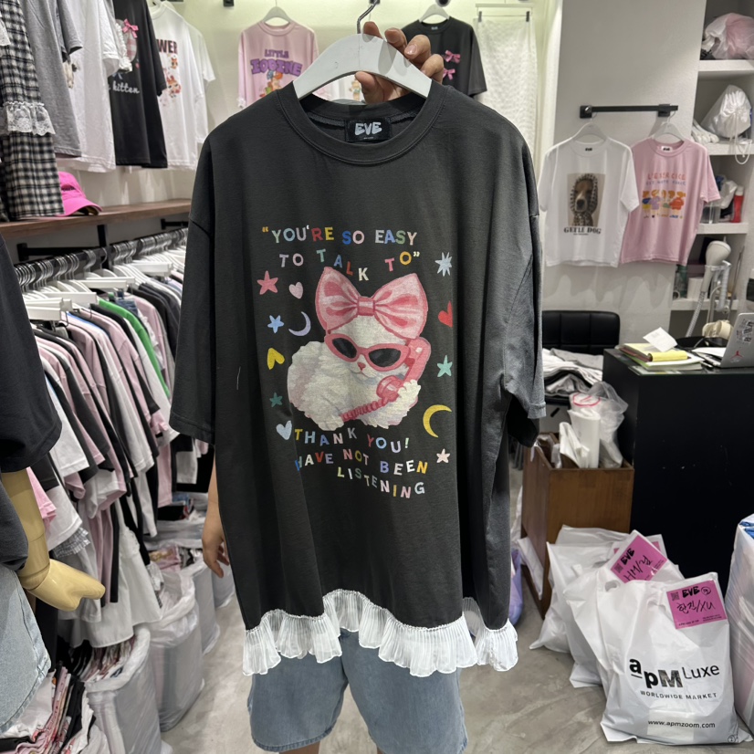 EVE韓國直郵女裝新品職業26春夏推薦人氣26夏季休閑時尚T恤EVET恤圖色3