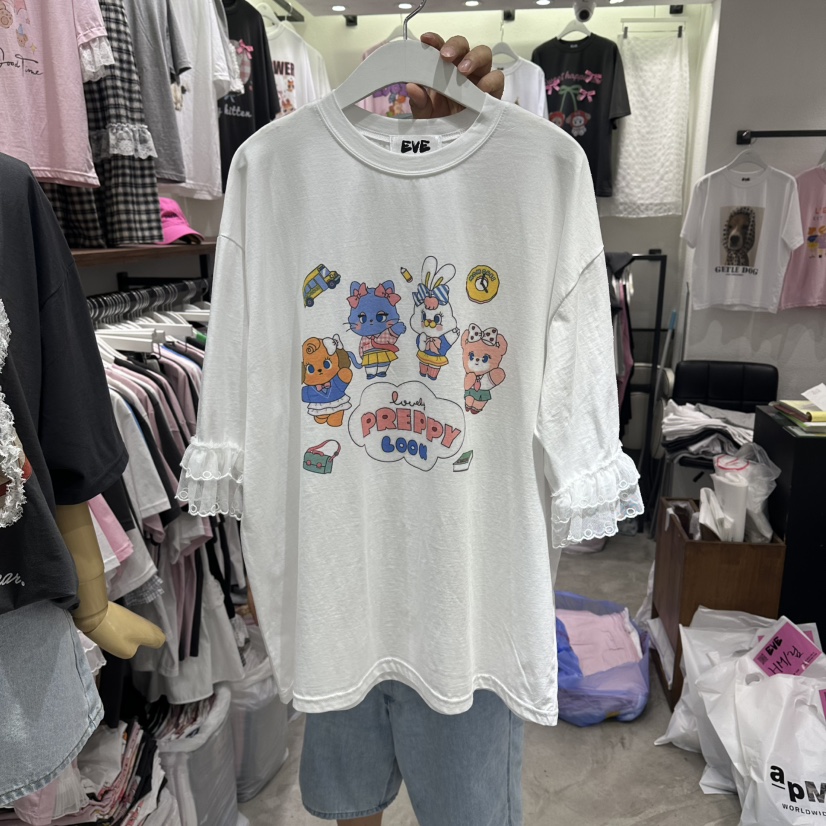EVE韓國直郵女士新款時尚26夏季人氣推薦26春夏休閑熱賣T恤EVET恤圖色1