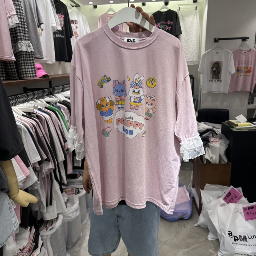 EVE韓國直郵女士新款時尚26夏季人氣推薦26春夏休閑熱賣T恤EVET恤圖色2