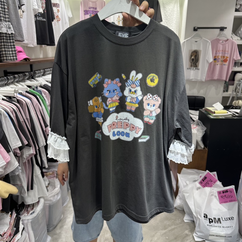 EVE韓國直郵女士新款時尚26夏季人氣推薦26春夏休閑熱賣T恤EVET恤圖色3