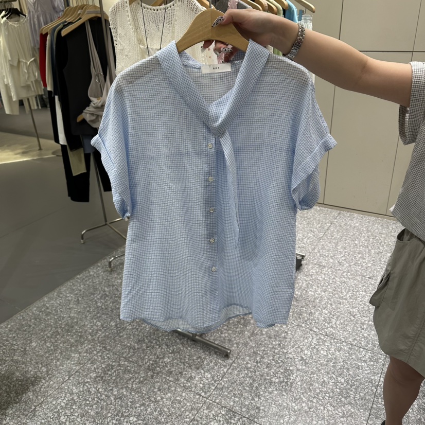 SOF韓國東大門代購女裝新款26夏季推薦26春夏襯衫蕾絲衫格子SOF襯衫/蕾絲衫圖色1
