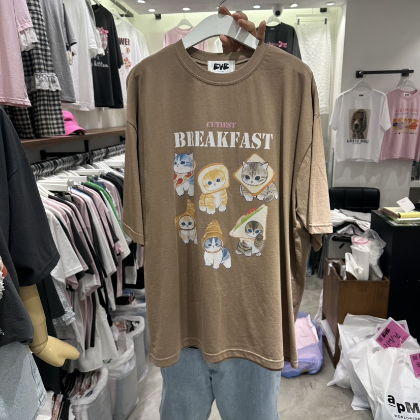 EVE韓國直郵實拍女士新品熱賣人氣休閑26夏季26春夏時尚T恤EVET恤圖色2