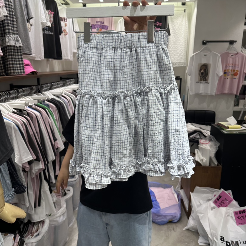 EVE韓國直郵女裝新品人氣推薦26春夏熱賣半身裙中短裙格子EVE半身裙/中短裙圖色2